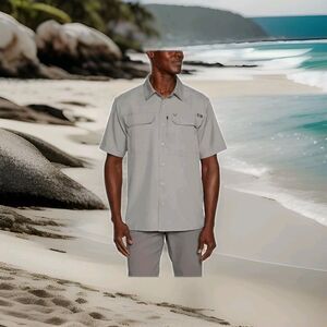 Eddie Bauer Men's Short Sleeve Woven Tech Shirt Size S Grey